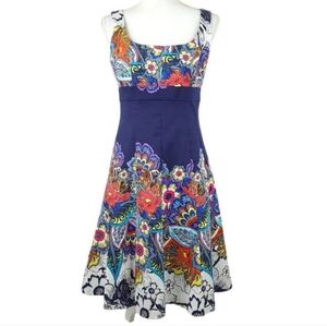 NINE WEST Hippie Doodle Boho Fit & Flare Floral Tank Dress Size 8 NWT